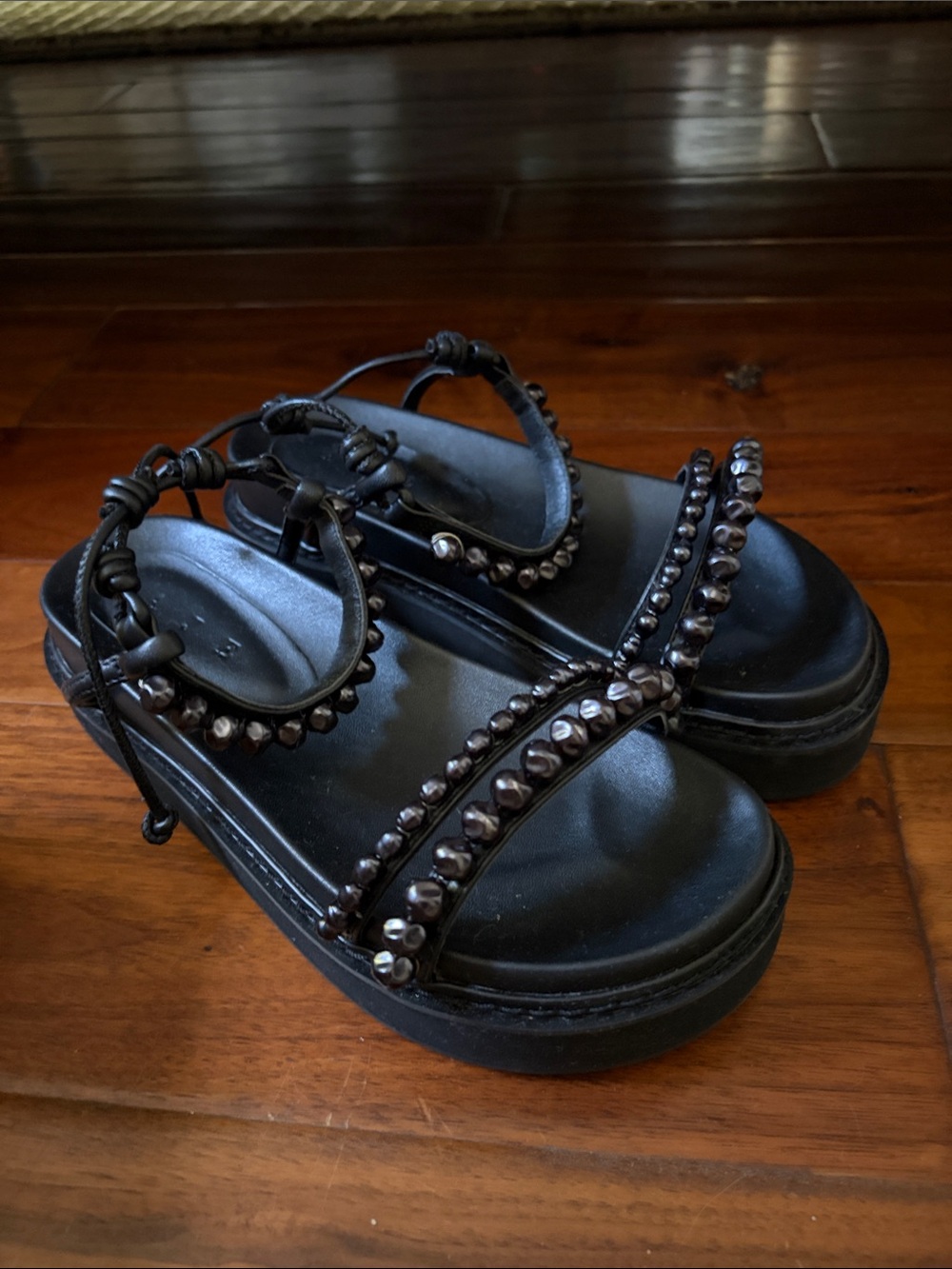 Aje Black Beaded Platform Sandals